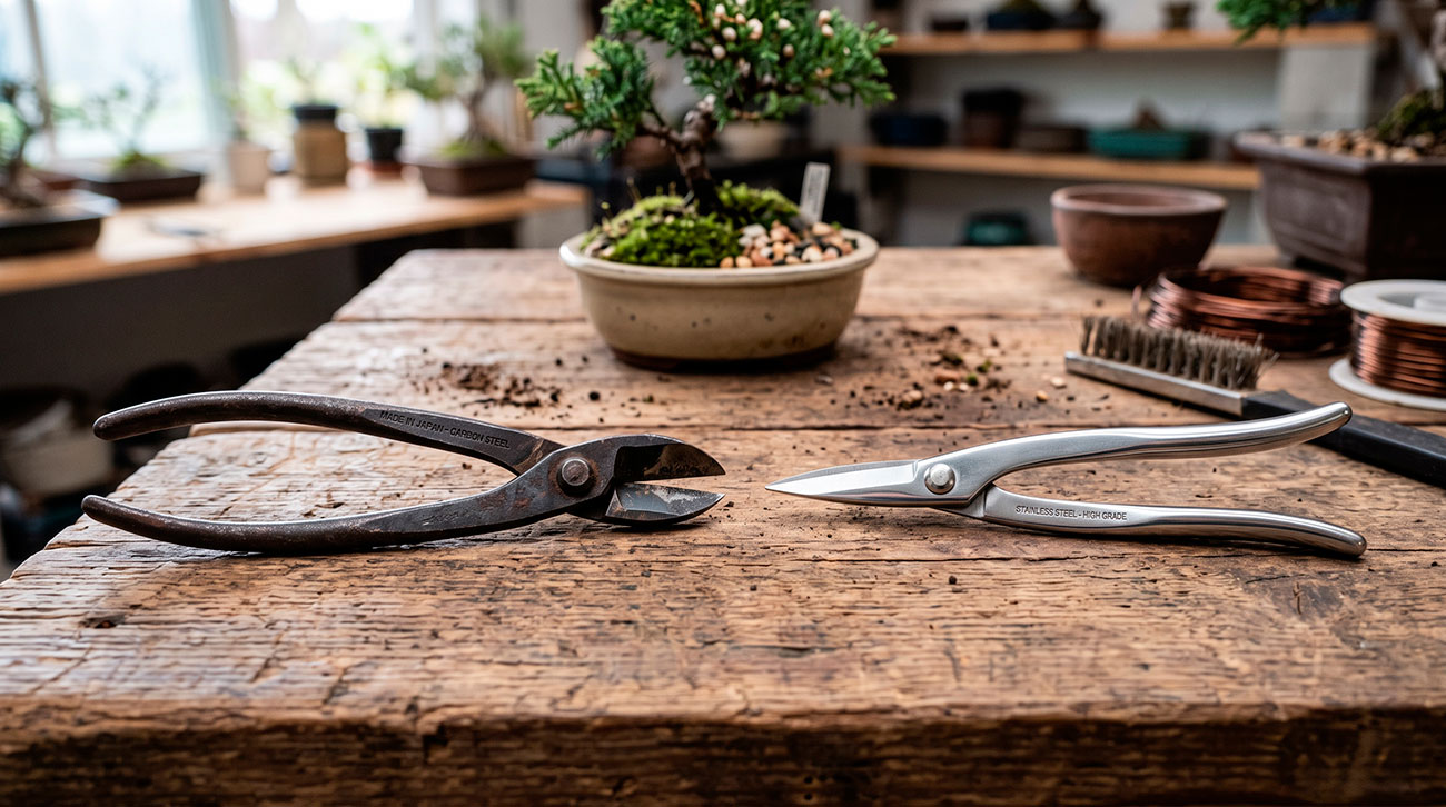 Aço Carbono ou Inox? Como escolher sua ferramenta de Bonsai